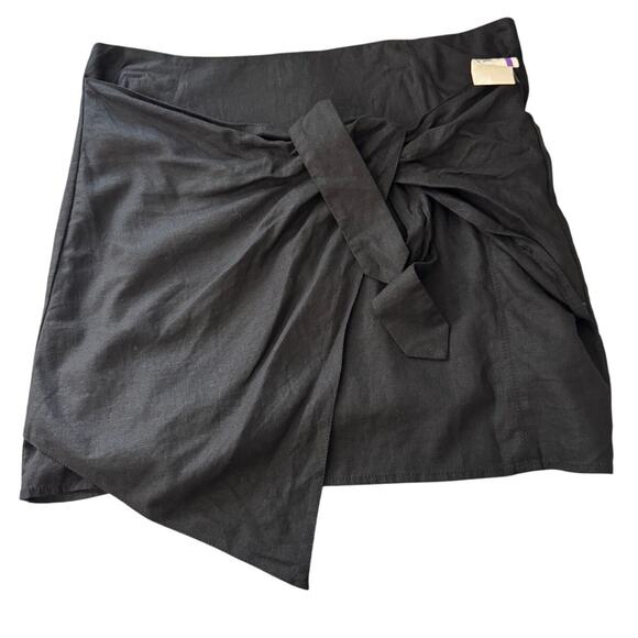 NEW TREASURE & BOND NORDSTROM Women's Black Side Tie Wrap Mini Skirt Size L - Picture 3 of 6